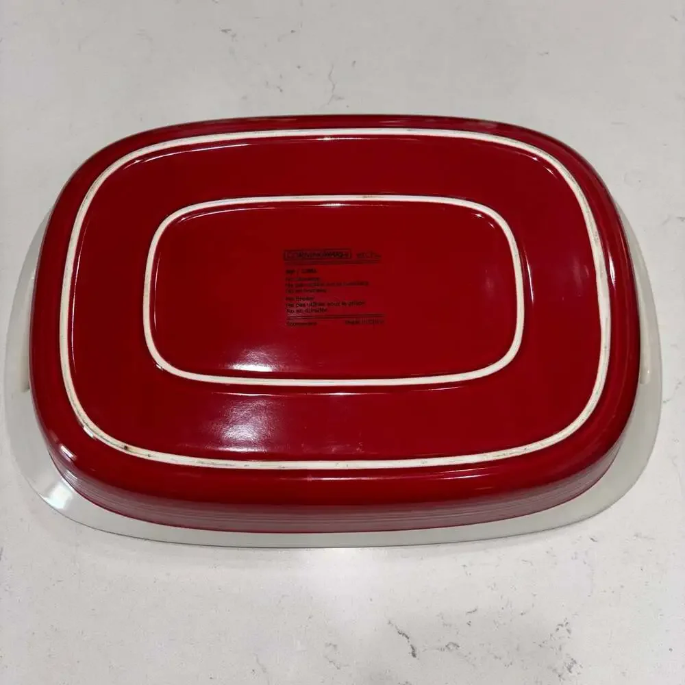CorningWare Etch Red Stoneware 3qt / 2.85L Rectangular Baking Dish